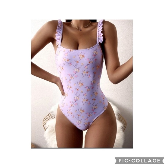 SHEIN Other - New SHEIN Blue Floral Ruffle One Piece Swimsuit